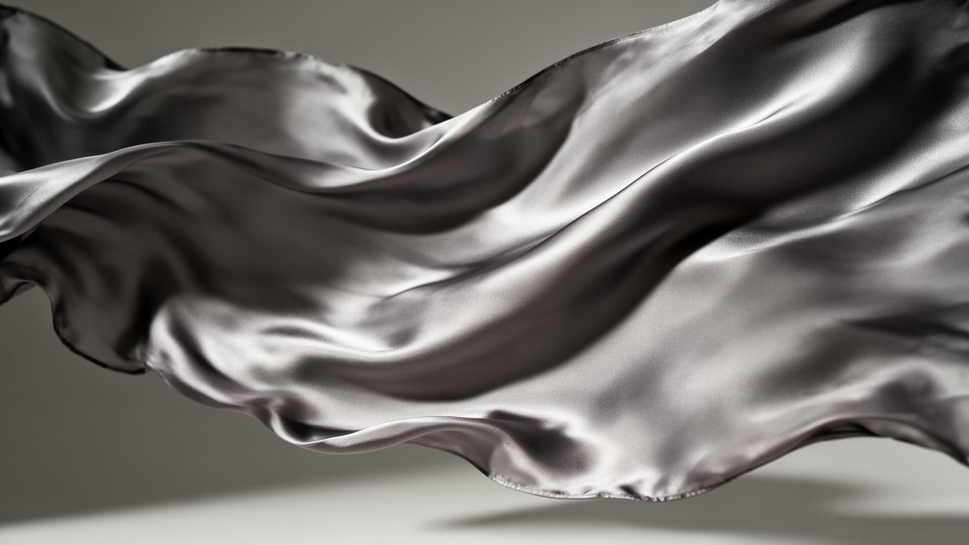 Flowing silver silk fabric
